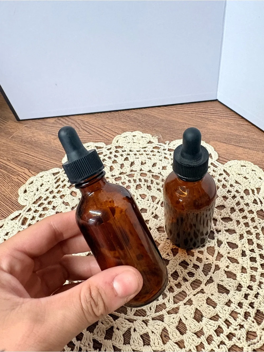 Amber Glass Dropper Bottles with Black Caps (Set of 2)